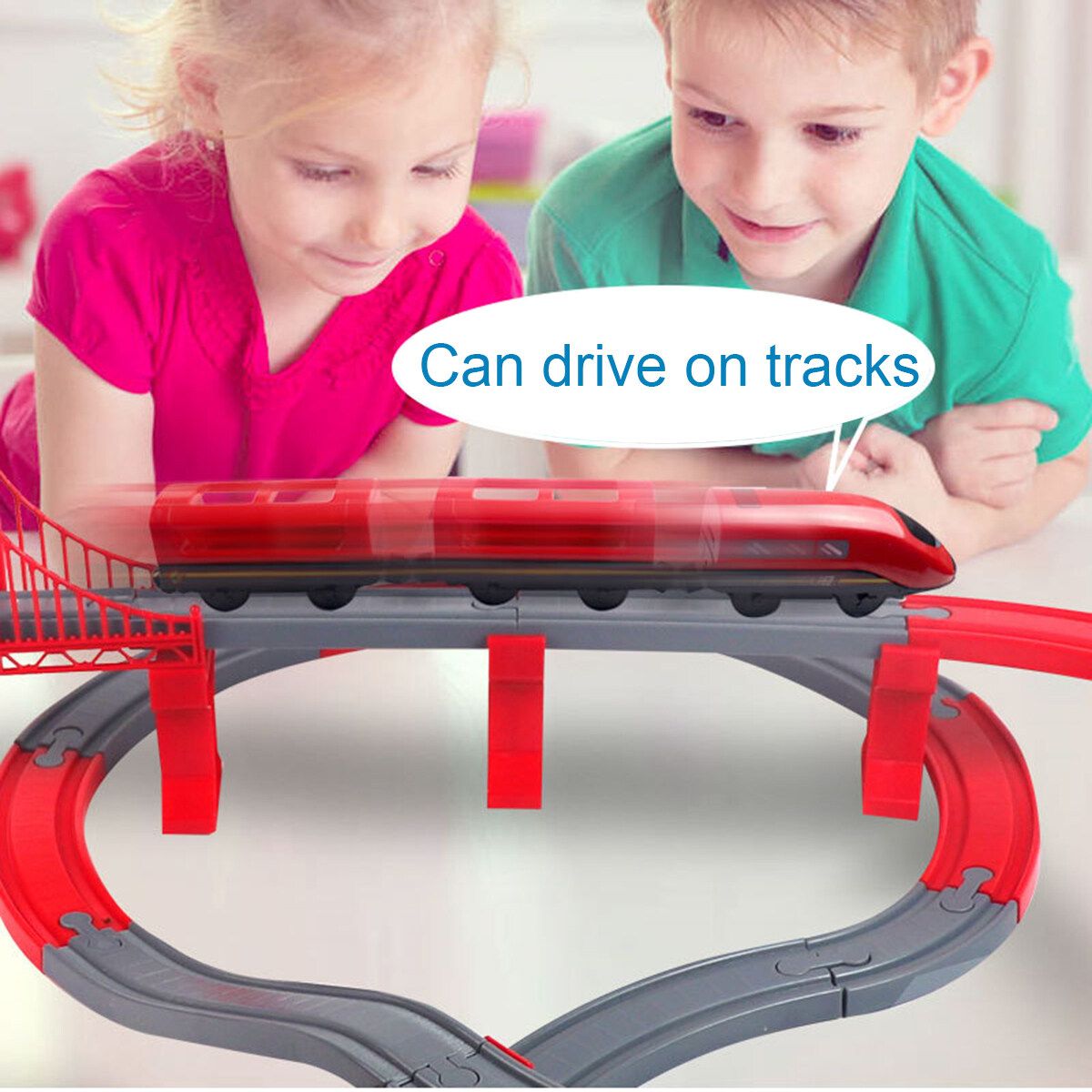 66Pcs  DIY Electric Fire Rescue Train Track Set