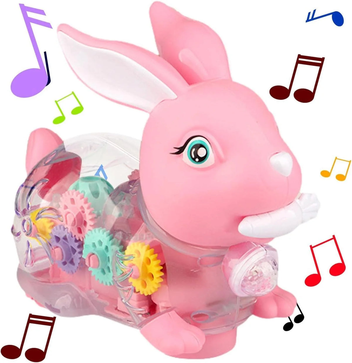 Electric Transparent Gear Rabbit With Light & Music