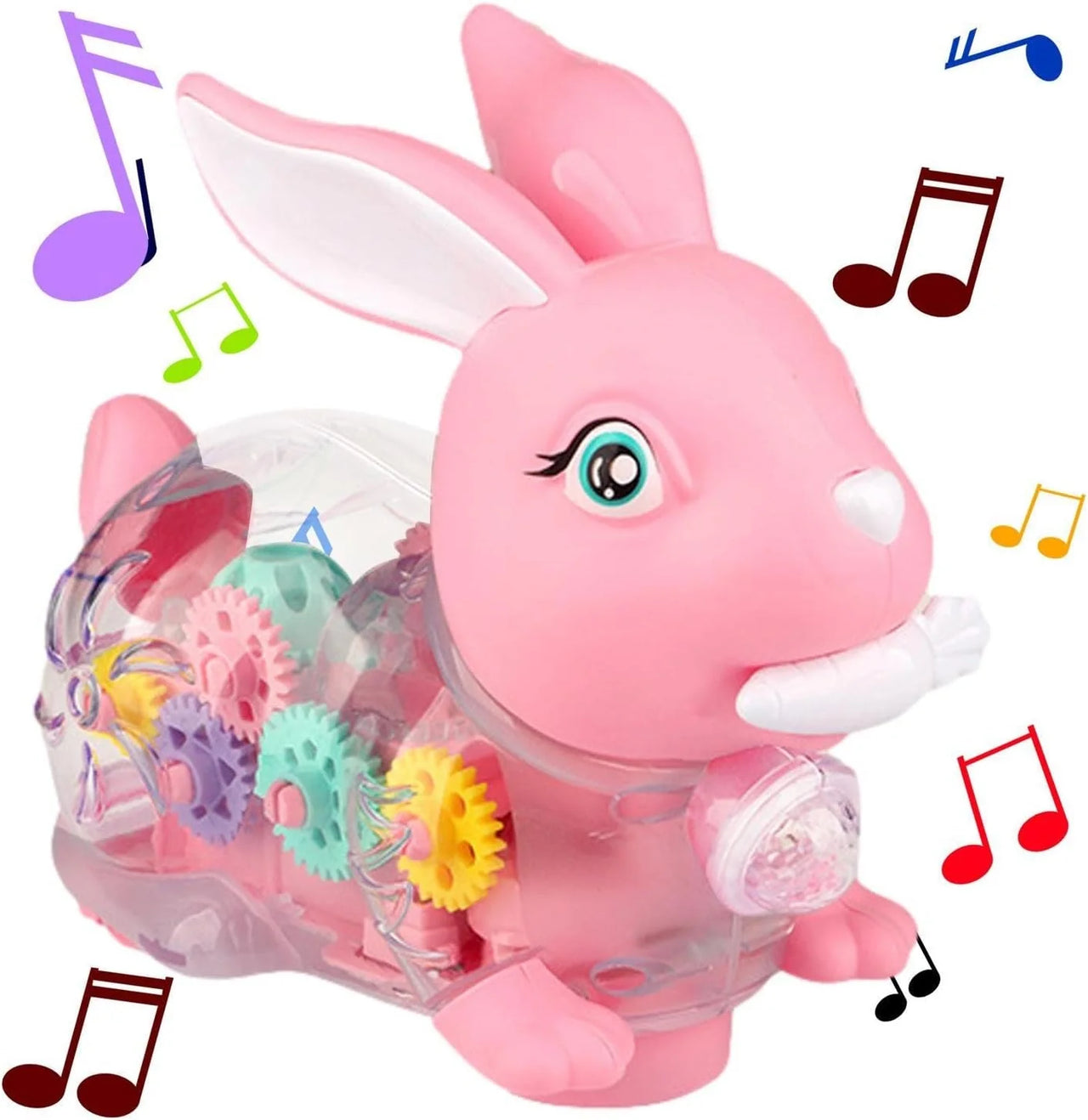 Electric Transparent Gear Rabbit With Light & Music