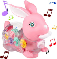 Electric Transparent Gear Rabbit With Light & Music