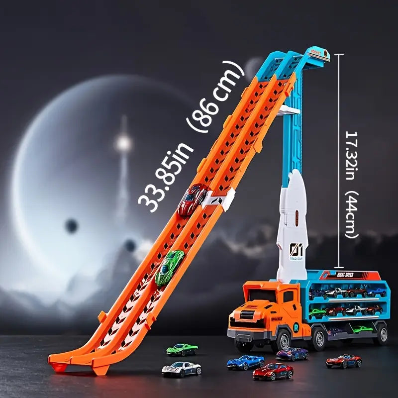 Inertial Rocket Deform ABS Truck With 3Pcs Alloy Cars