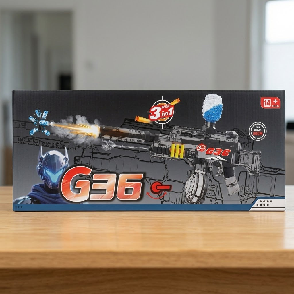 3in1 Electric G36 Soft Bullet & Gel Blaster Shooting Gun