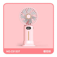 Rechargeable Digital Display Fan With Mobile Phone Bracket
