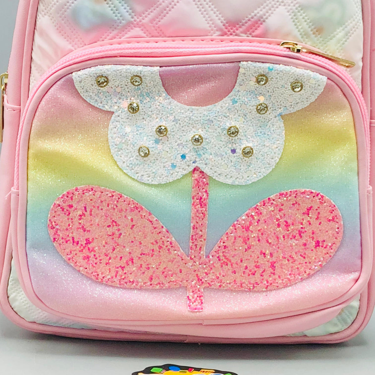 9* Inches Girls Fancy Flower Backpack - Pink