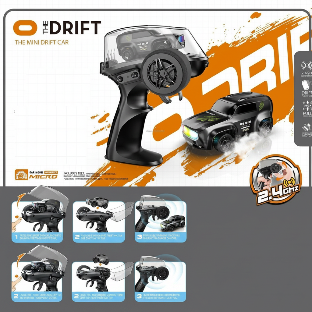 2.4G RC Mini 4WD Drift Car With LED Lights