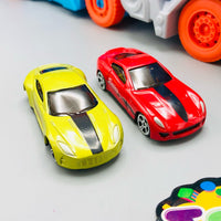 2in1 Foldable Dinosaur Transport Truck With 2Pcs Alloy Cars - Damaged