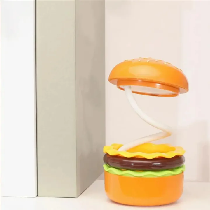Rechargeable Cute Burger Table Lamp With Sharpener