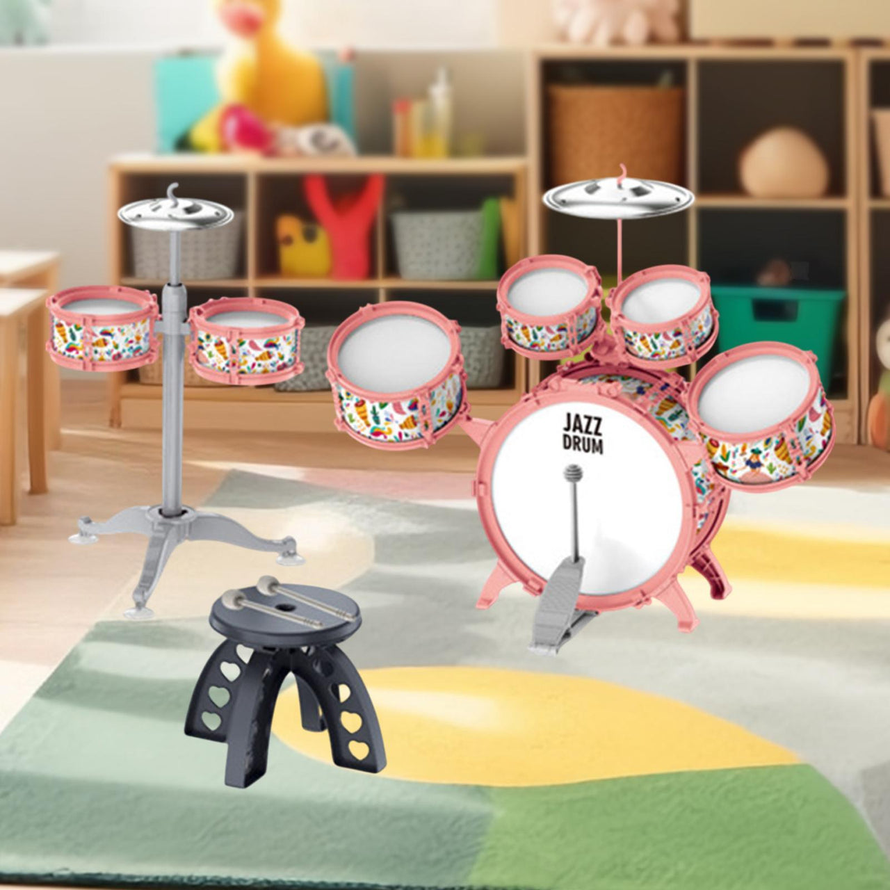 5Pcs Kids Mini Music Jazz Drums With Instruments 