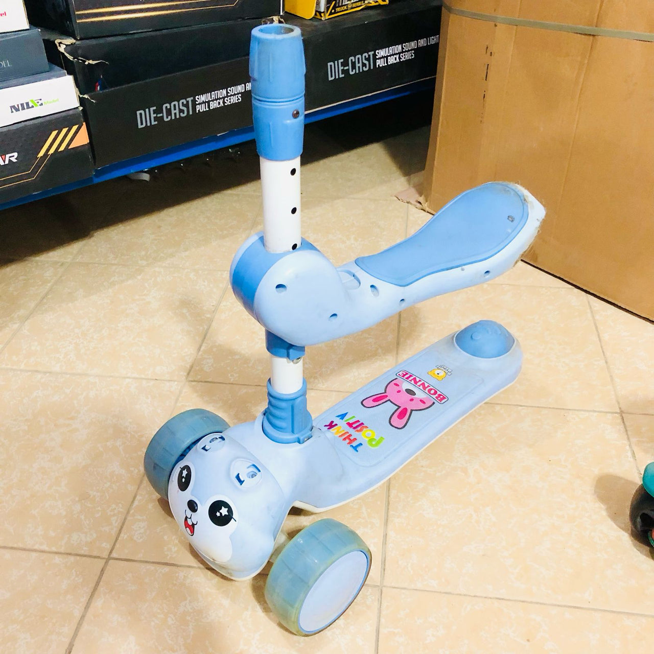 Sky Blue Adjustable Kids Scooter Without Handle - Major Fault