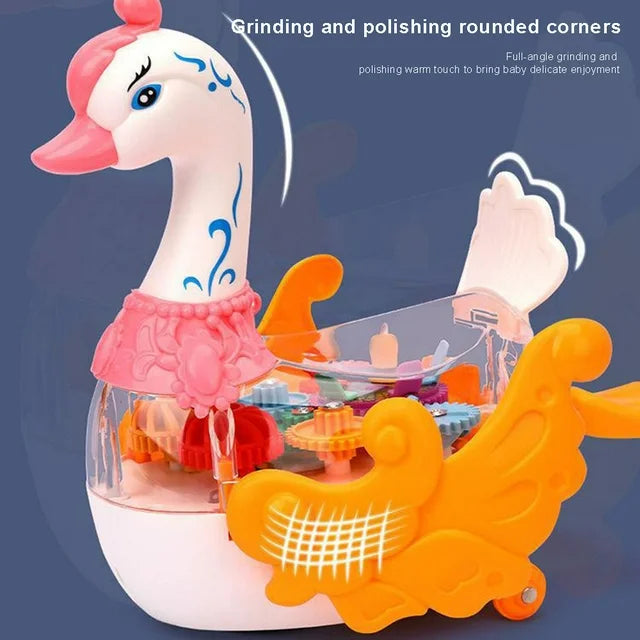 Electric Transparent Gear Swan With Light & Music