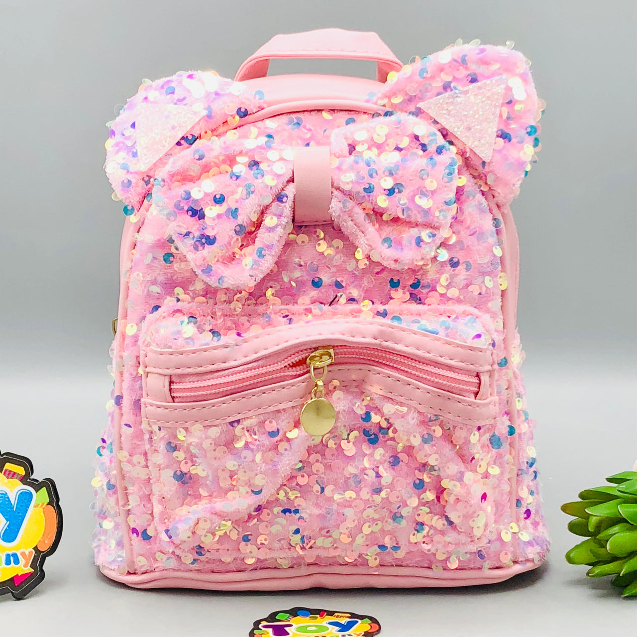 7.5* Inches Girls Fancy Kitty Backpack - Light Pink