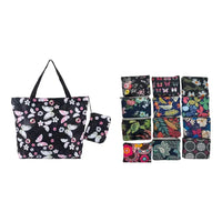 Premium Foldable Printed Tote Bag With Pocket - Assortment