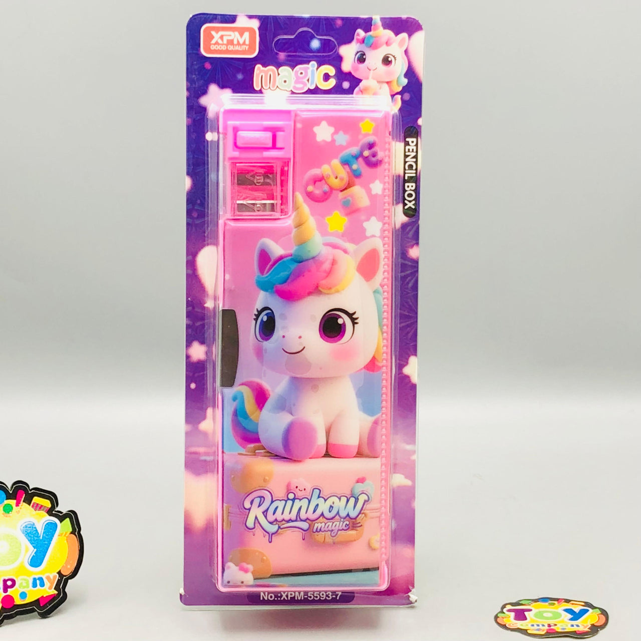 Rainbow Unicorn Double-Sided Geometry Box With Dual Sharpener