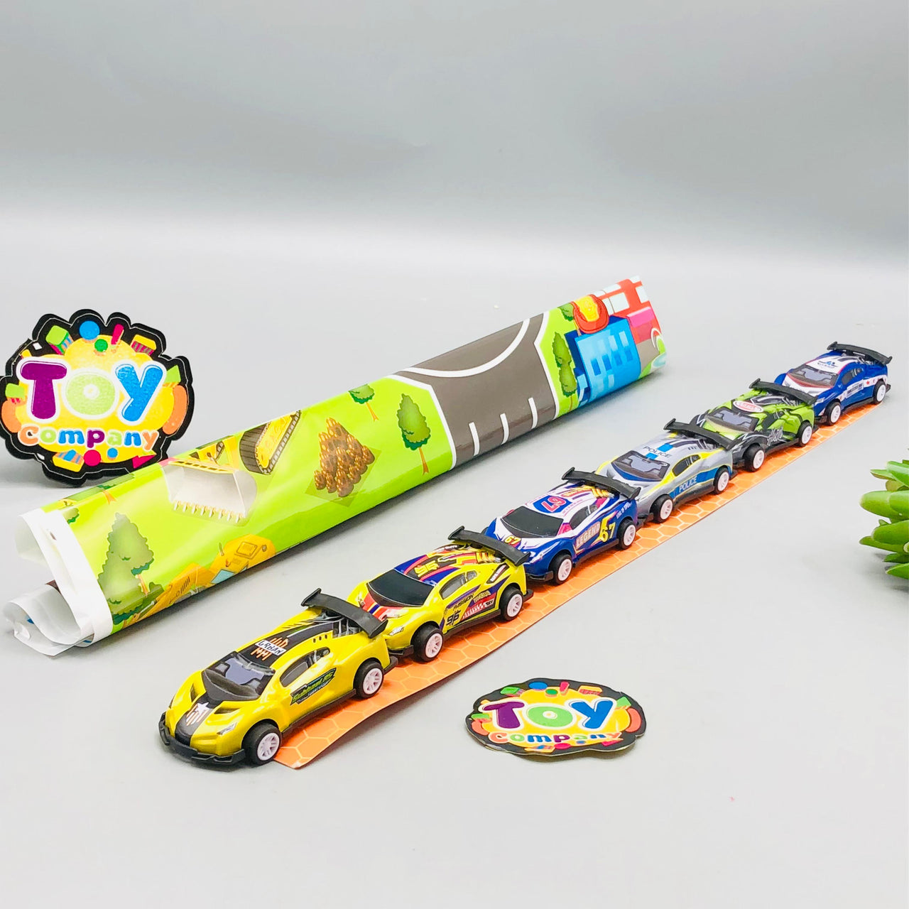 6Pcs Mini Pullback Cars With Road Map