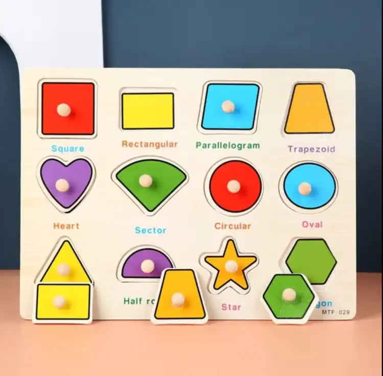 Wooden Puzzle Shapes Board With Names