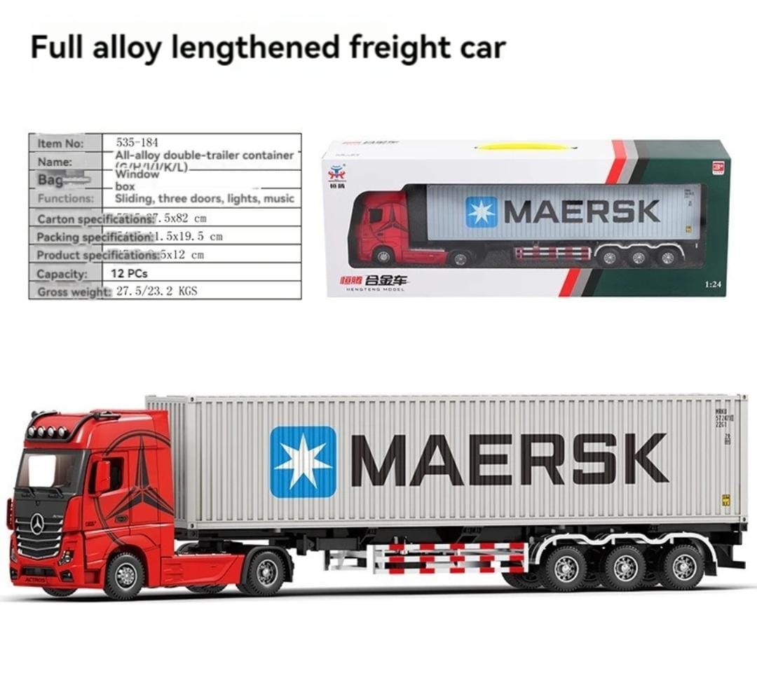 1:24 Diecast Metal Transport Container Truck