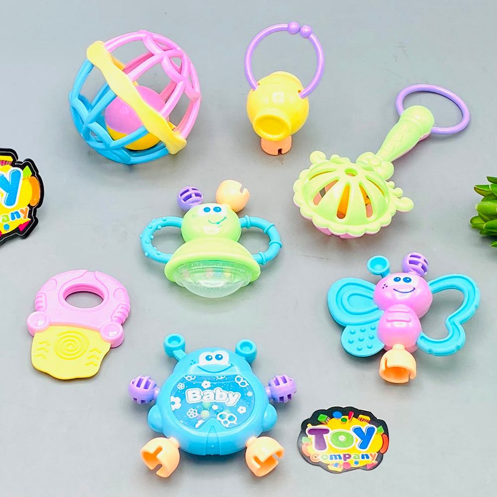 7Pcs Baby Premium Rattles & Teethers With Storage Box