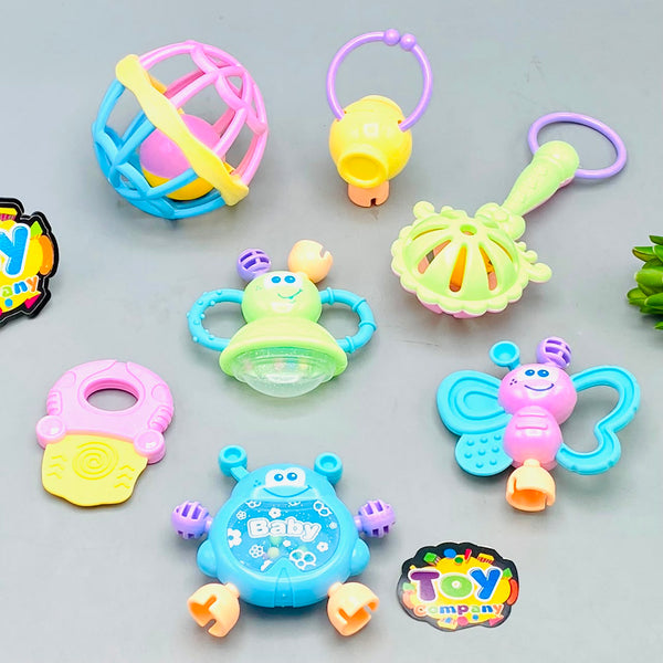 7Pcs Baby Premium Rattles & Teethers With Storage Box