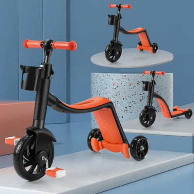 2in1 Kids Scooter & Convertible Tricycle - Orange