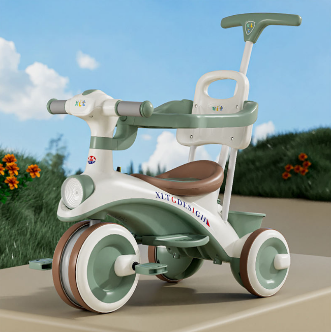 Kids 2in1 Stroller Tricycle With Canopy - Green