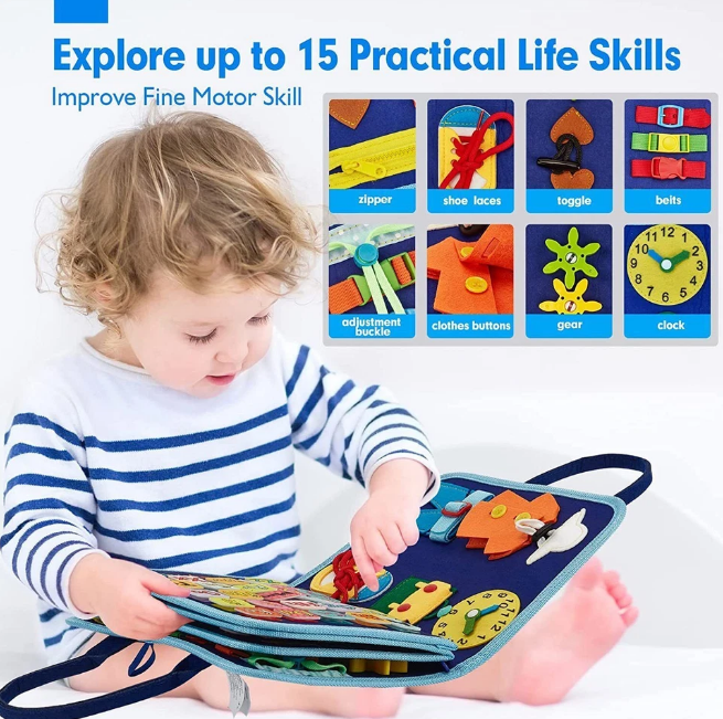 Montessori Multi-functional Activity Busy Book - Blue