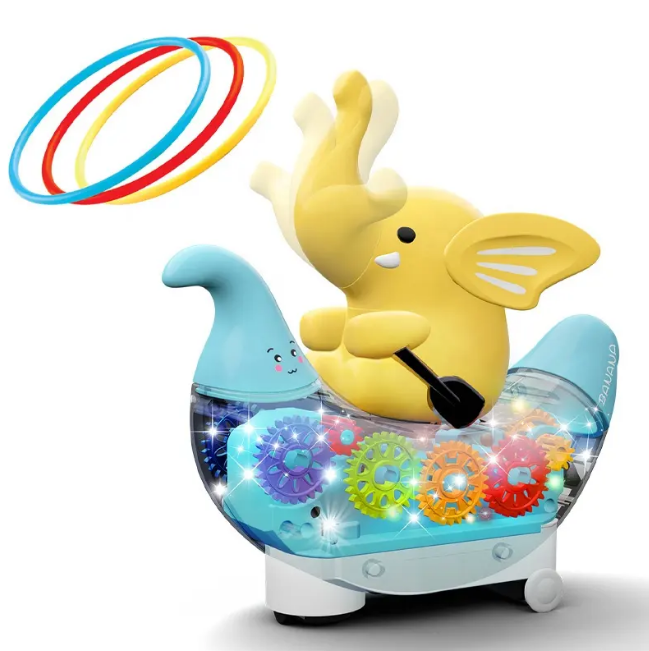 Battery Operated Rowing Elephant Gear Ship With Light & Music