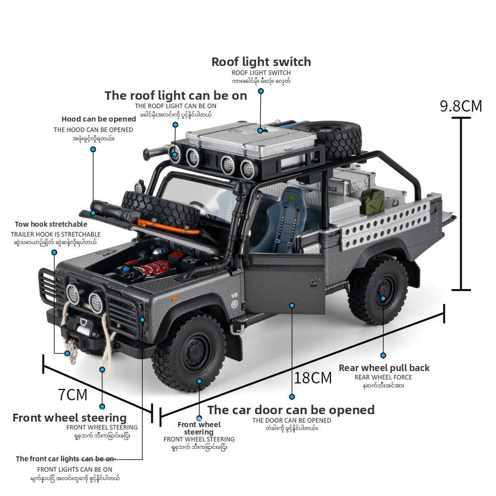 1:24 Diecast Land Rover Defender 110 Off-Road Model