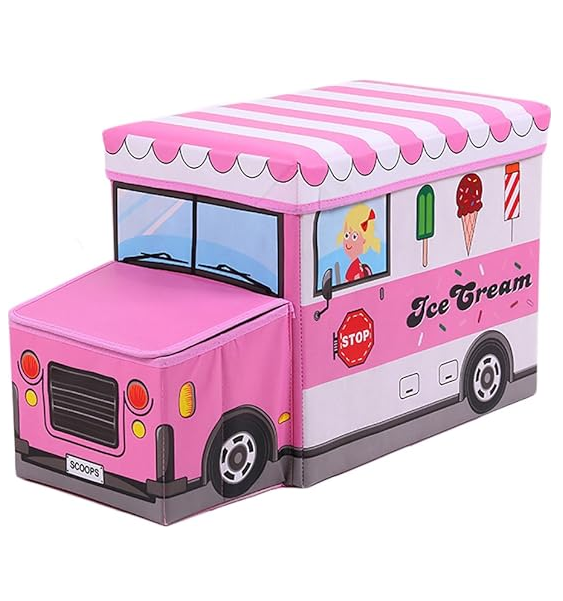 Kids Foldable Storage Box - Ice Cream Car Pink