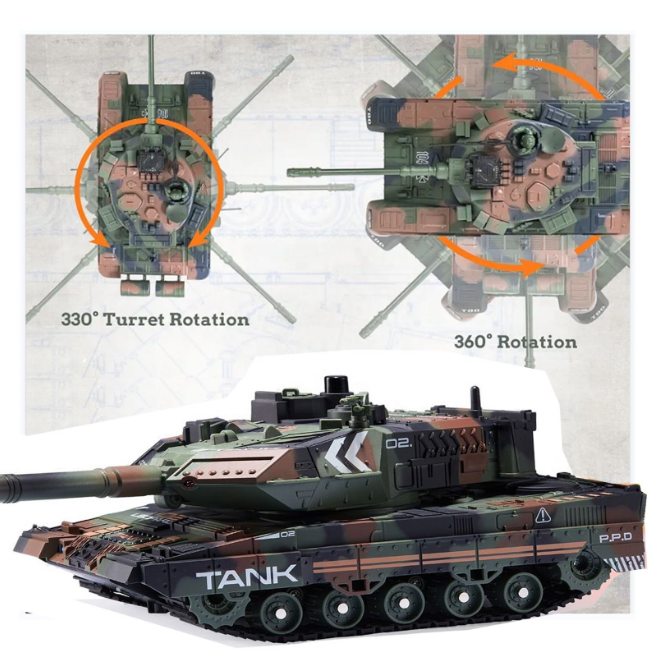 2.4G RC Spray & Water Bullet Shooting Military Tank