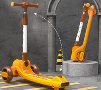 3in1 Kids Foldable Scooter With Light & Music - Orange