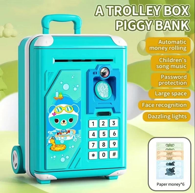 Kids Cartoon Fingerprint & Face Recognition ATM Machine - Green