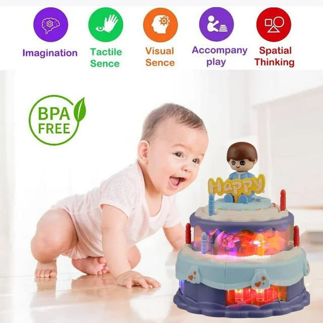 Electric Rotating Birthday Doll Cake With Light & Music