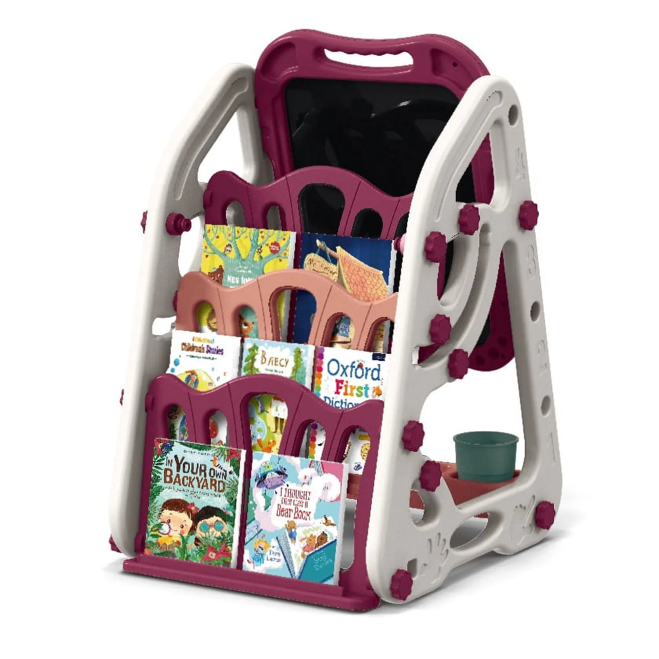 90cm Multi-functional Artistic Drawing Board With Book Shelf - Pink