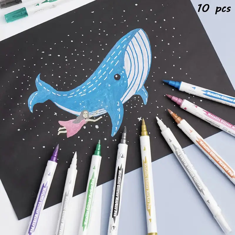 10Pcs Metallic Glitter Marker Pen