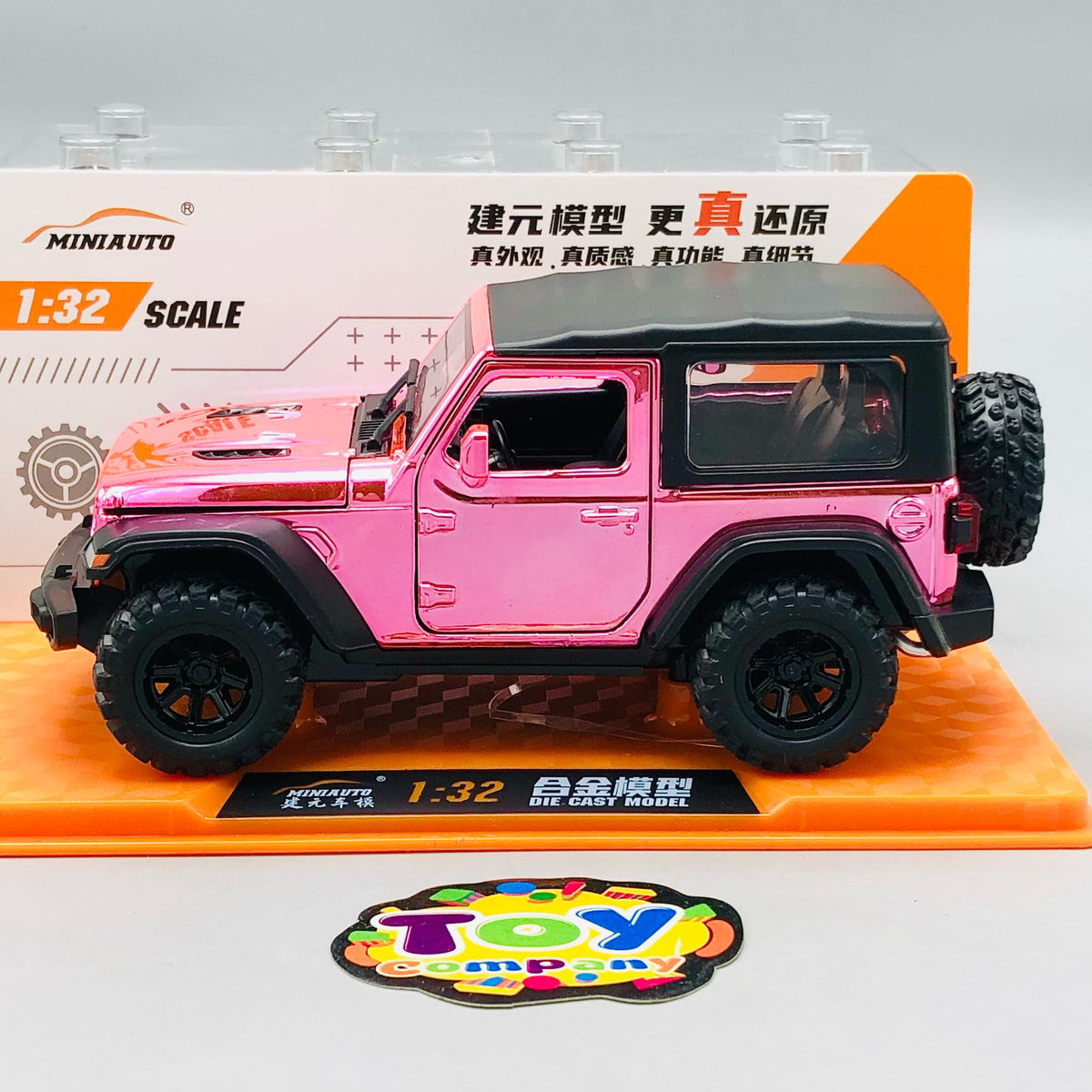1:32 Diecast Rubicon Jeep With Acrylic Display Box - Metallic Pink
