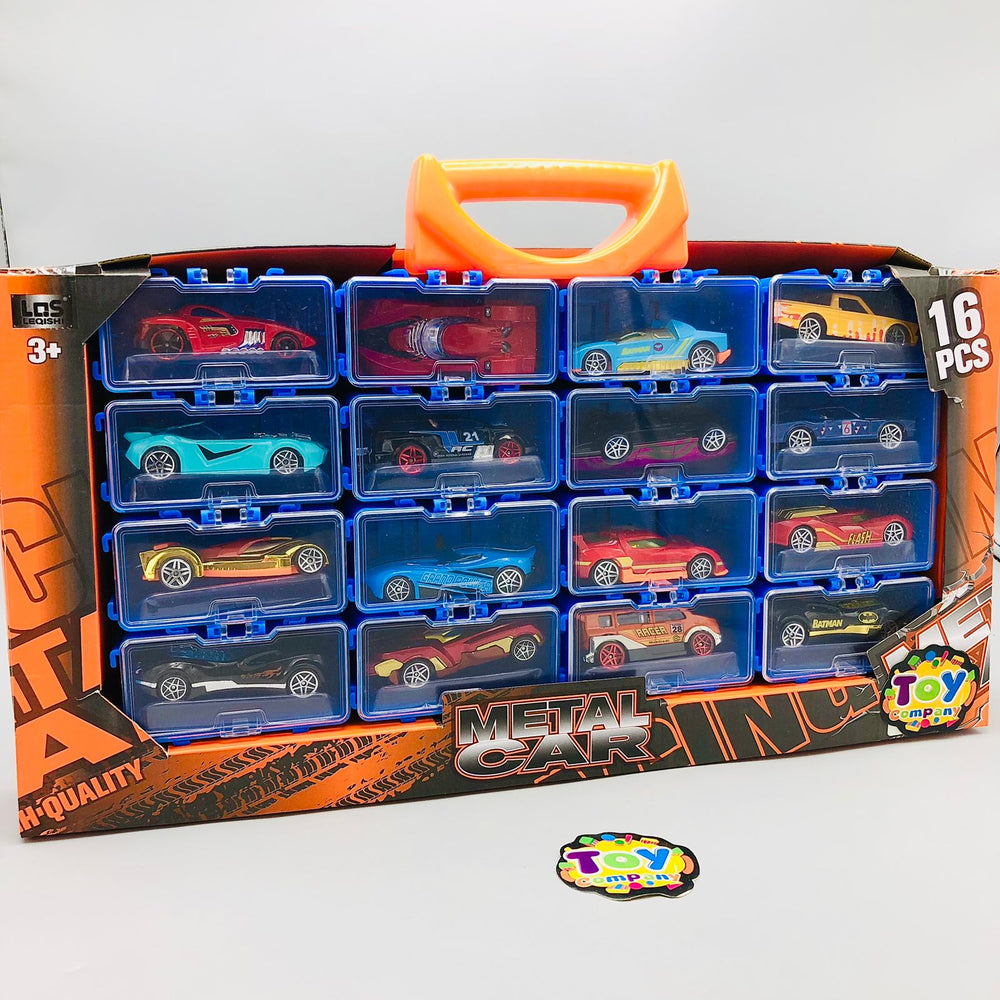 16Pcs Mini Diecast Inertial Cars With Display Racks