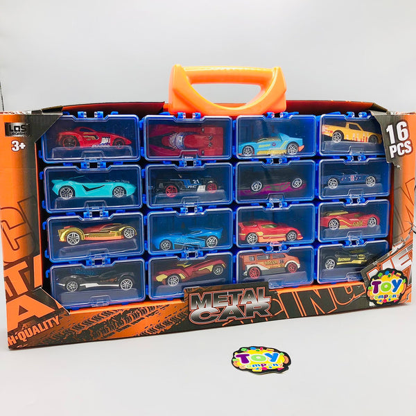 16Pcs Mini Diecast Inertial Cars With Display Racks
