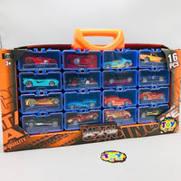 16Pcs Mini Diecast Inertial Cars With Display Racks