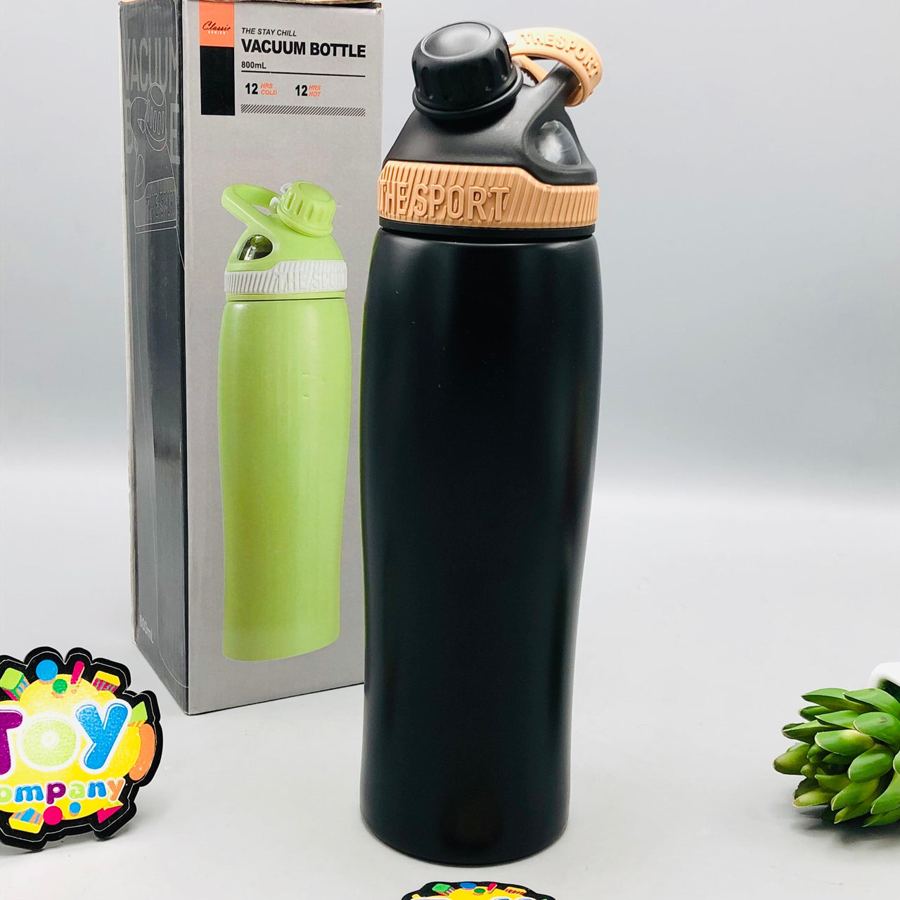 800ml Stainless Steel Vacuum Insulated Sports Water Bottle - Black
