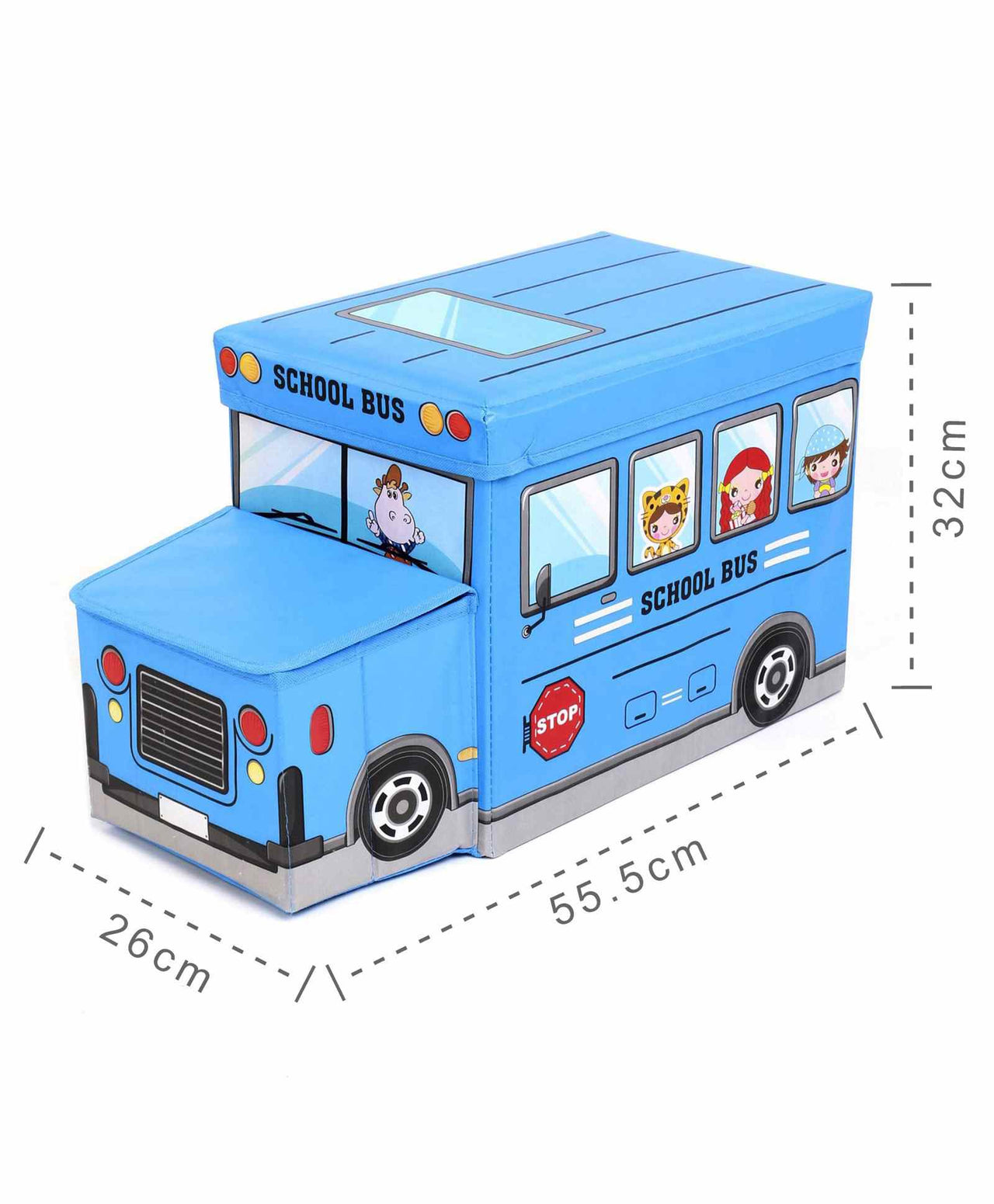 Kids Foldable Storage Box - School Bus Design Blue