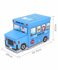 Kids Foldable Storage Box - School Bus Design Blue