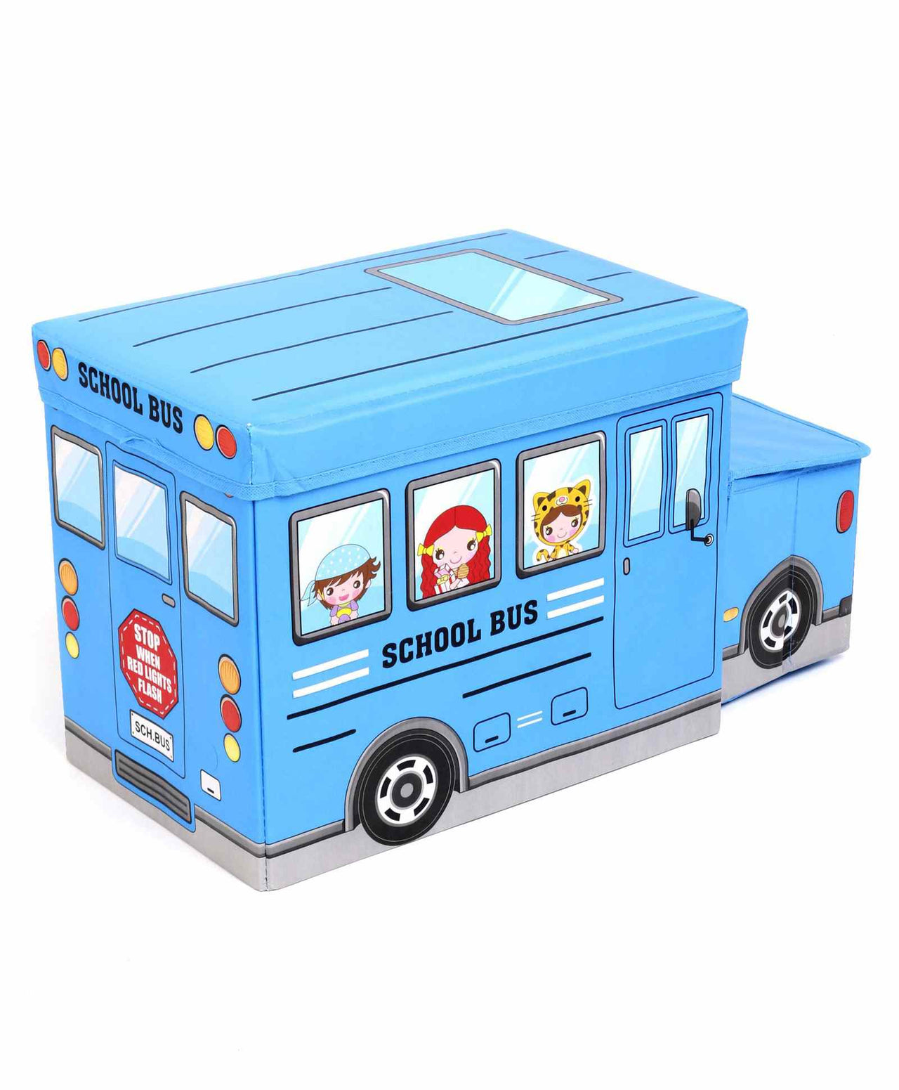 Kids Foldable Storage Box - School Bus Design Blue