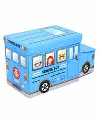 Kids Foldable Storage Box - School Bus Design Blue