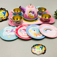 14Pcs Unicorn Themed Kids Metal Tea Set