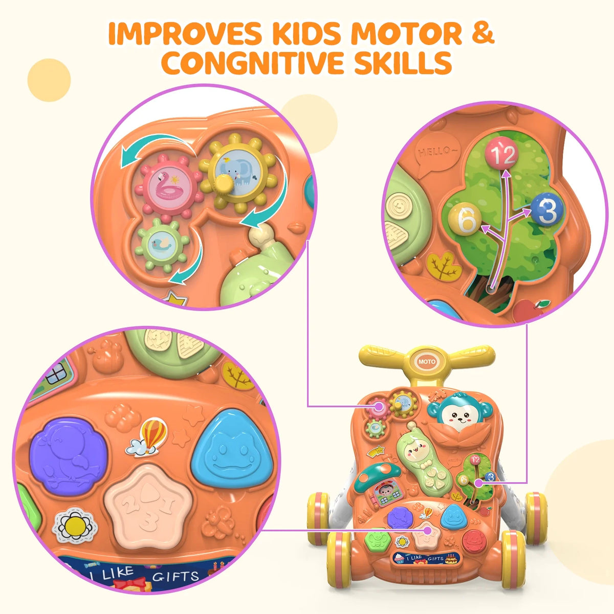 Multi-functional Baby Puzzle Activity Walker - Red