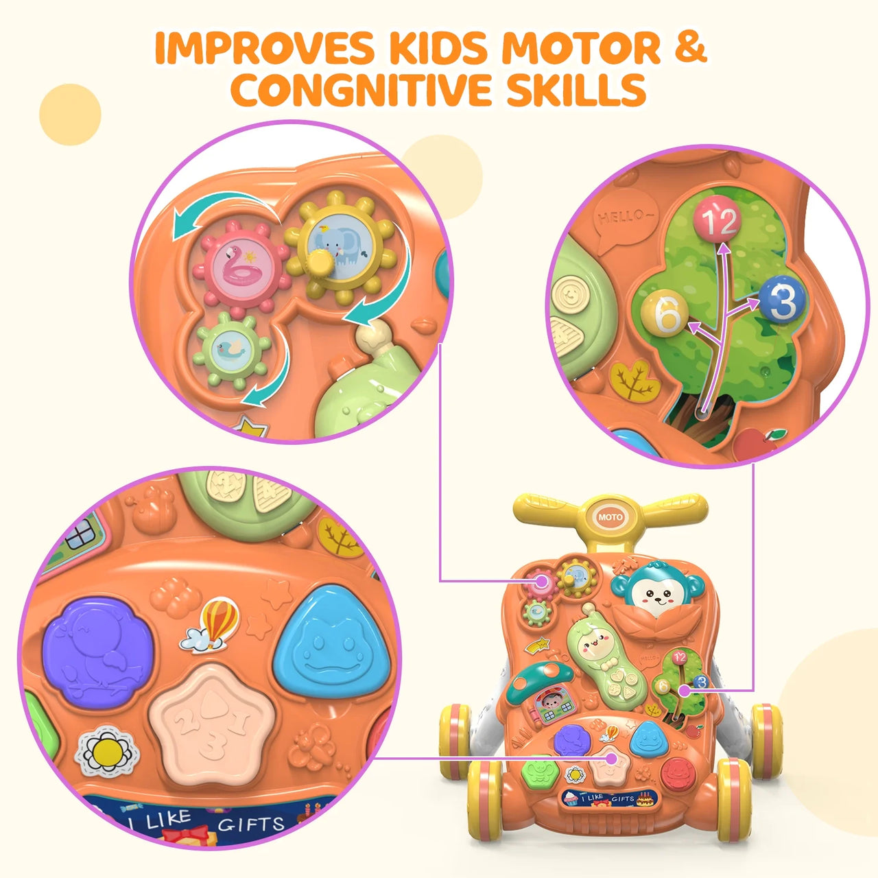 Multi-functional Baby Puzzle Activity Walker - Red