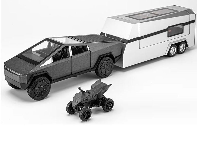 1:32 Diecast Tesla Pickup Truck With Bike & Trailer