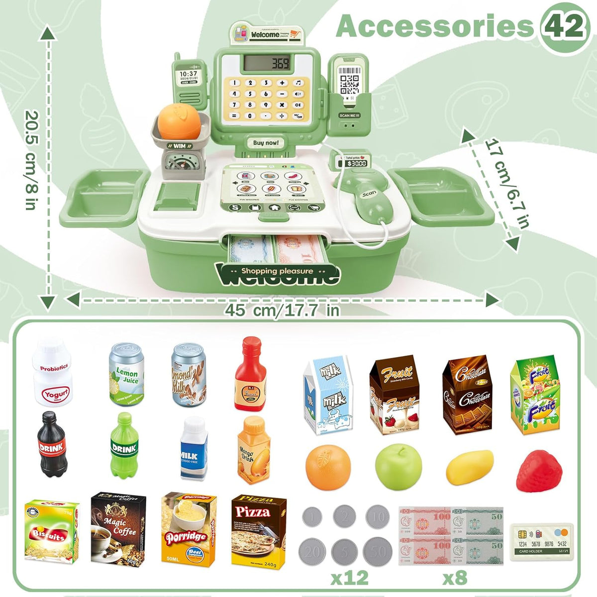 42Pcs Pretend Play Cash Register Toy