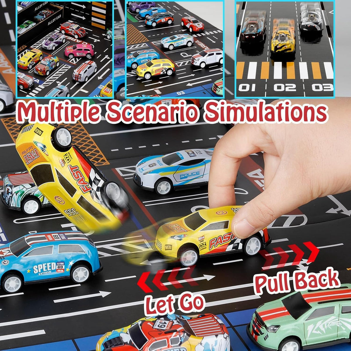 48Pcs Mini Pullback Cars Set With Storage Box