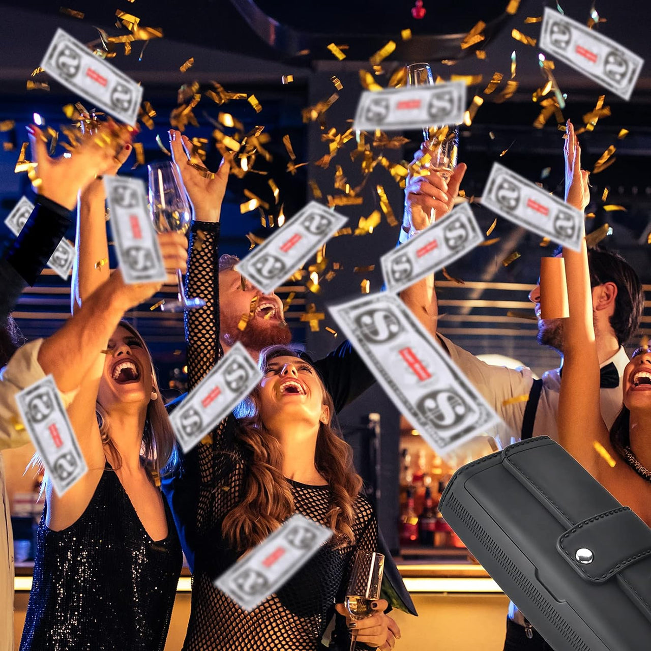Wallet Money Gun Shooter With 100Pcs Prop Dollar